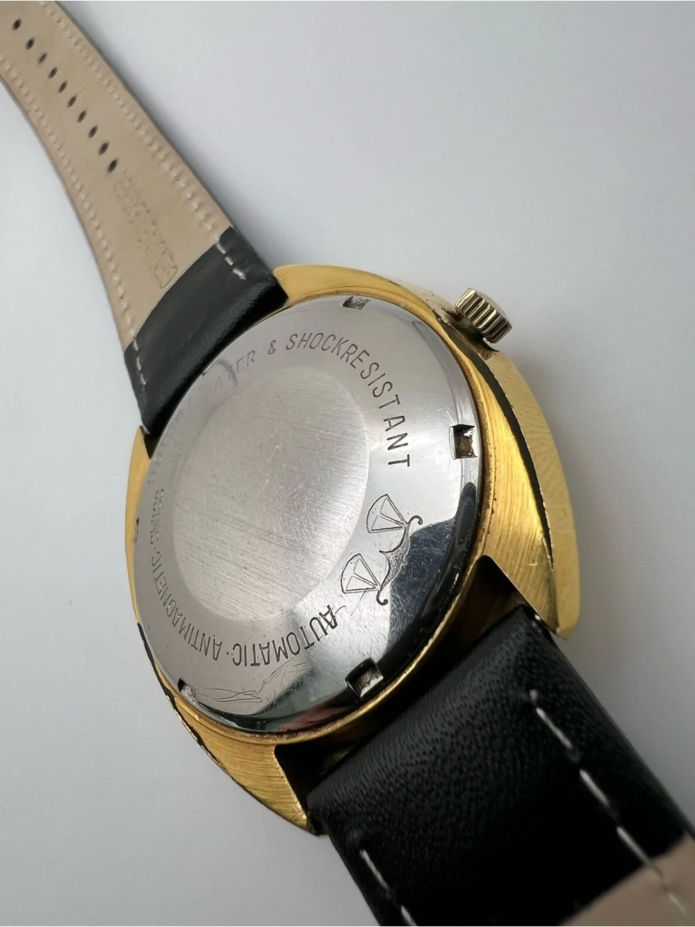Zodiac Gold Tone Watch with Black Dial